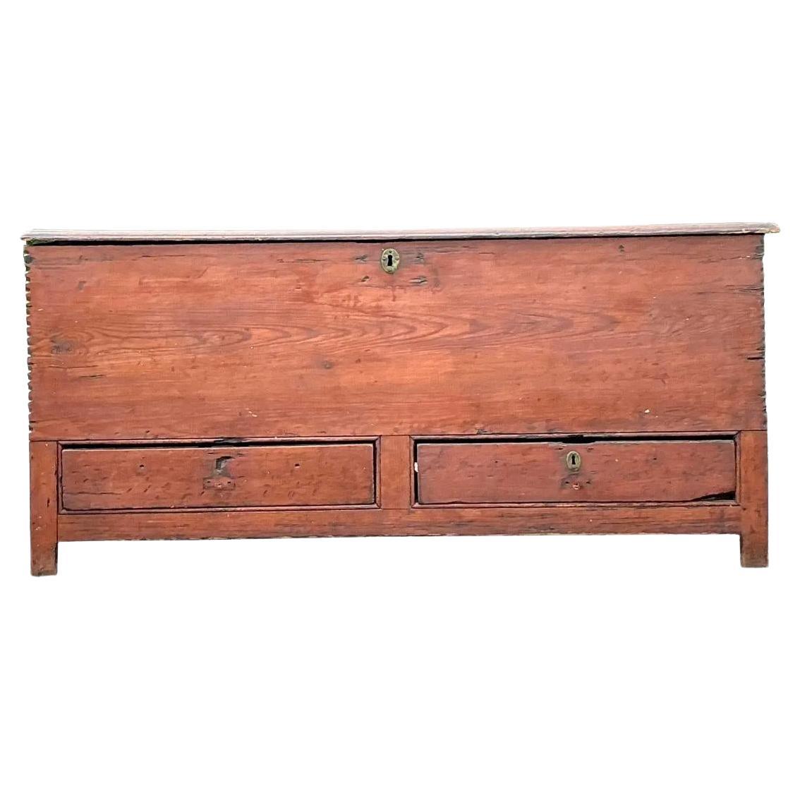 Antique 19th Century Primitive Wooden Blanket Chest