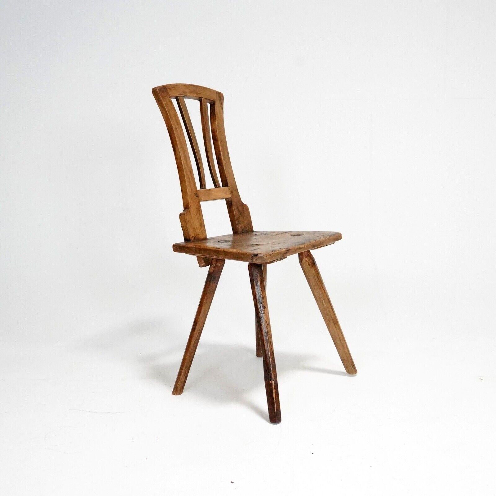 Antique 19th Century Primitive Wooden Stick Back Chair 4