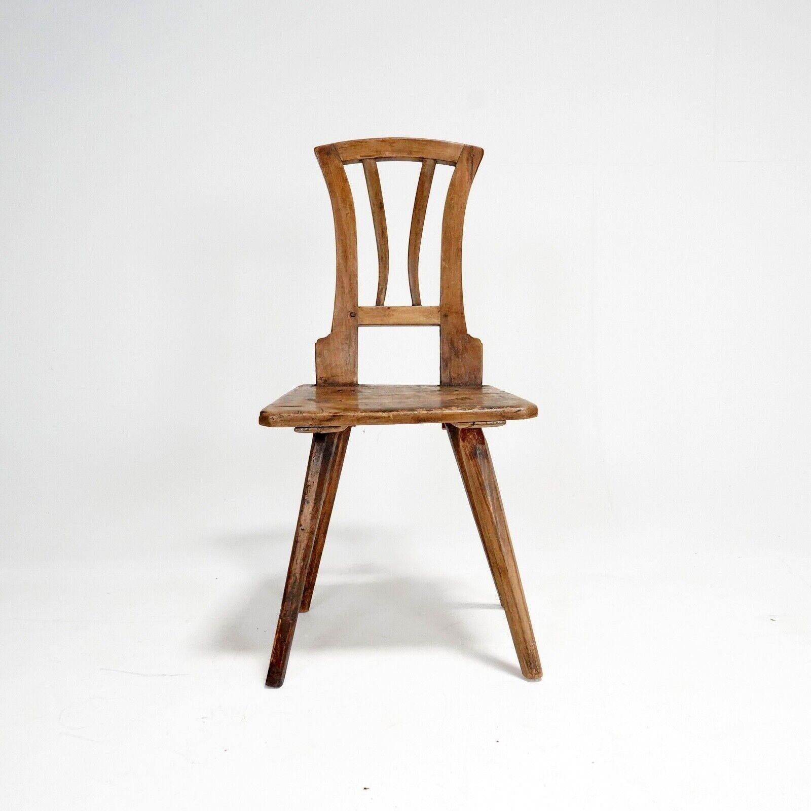Antique 19th Century Primitive Wooden Stick Back Chair 5