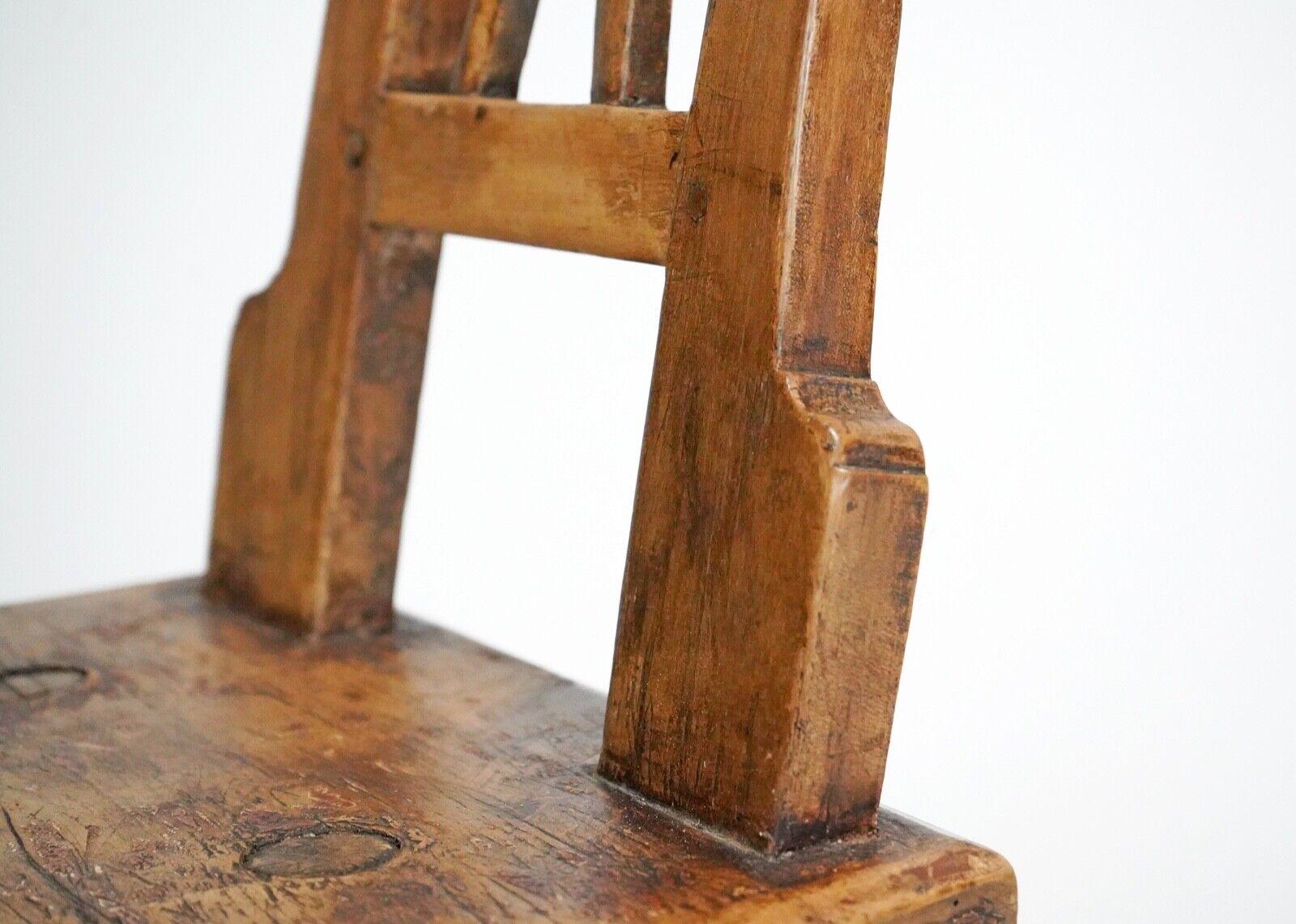 Antique 19th Century Primitive Wooden Stick Back Chair 7