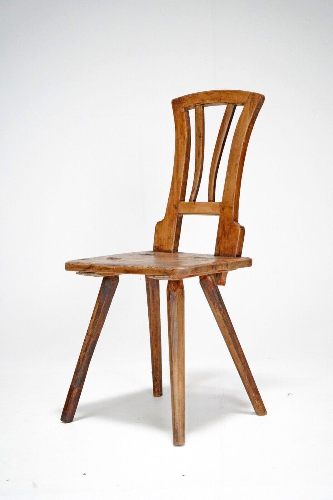 Antique 19th Century Primitive Wooden Stick Back Chair 8