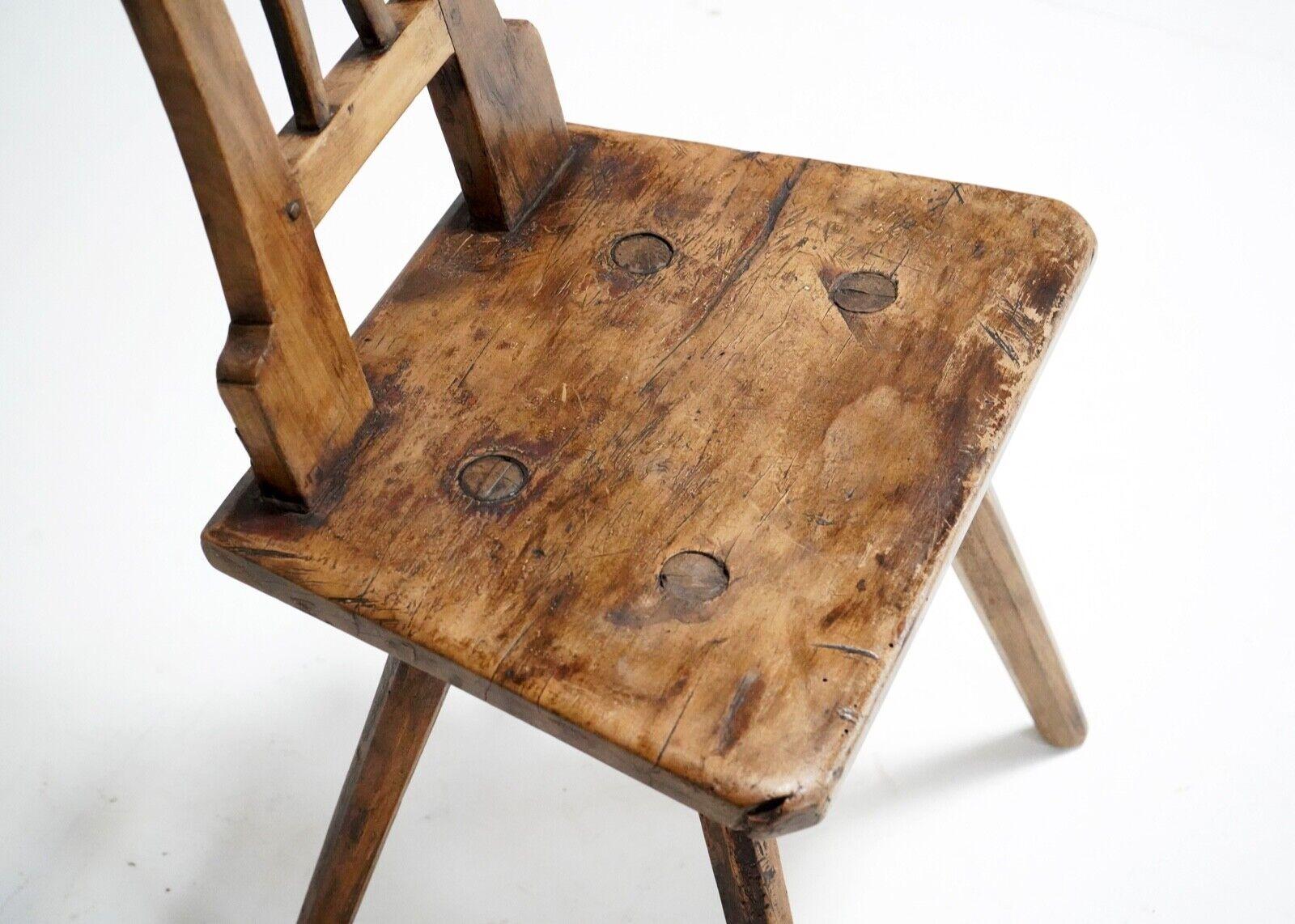 Antique 19th Century Primitive Wooden Stick Back Chair 9
