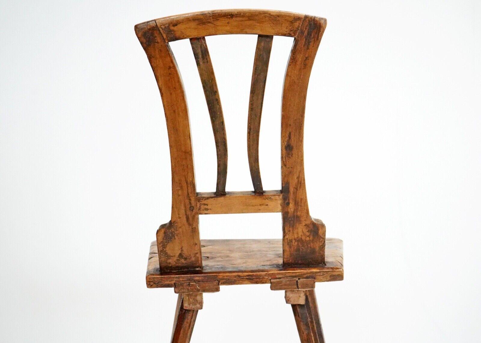 Antique 19th Century Primitive Wooden Stick Back Chair 10