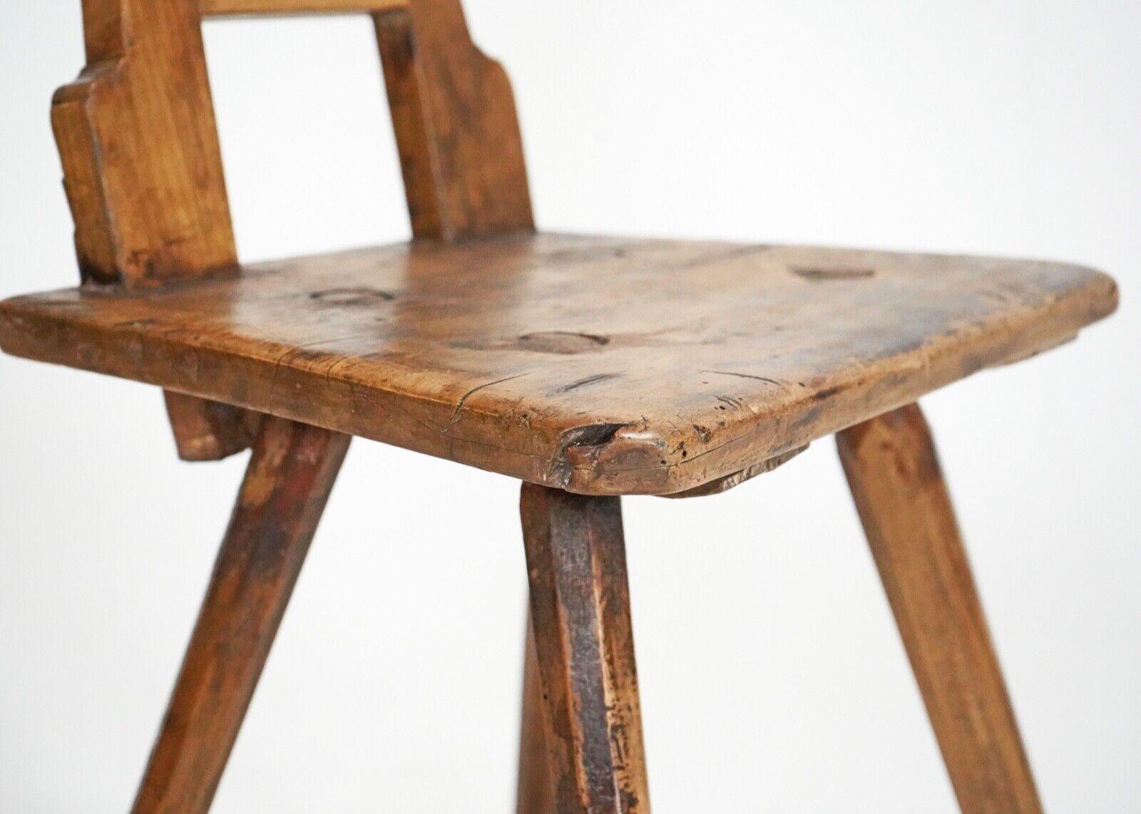 Antique 19th Century Primitive Wooden Stick Back Chair 11