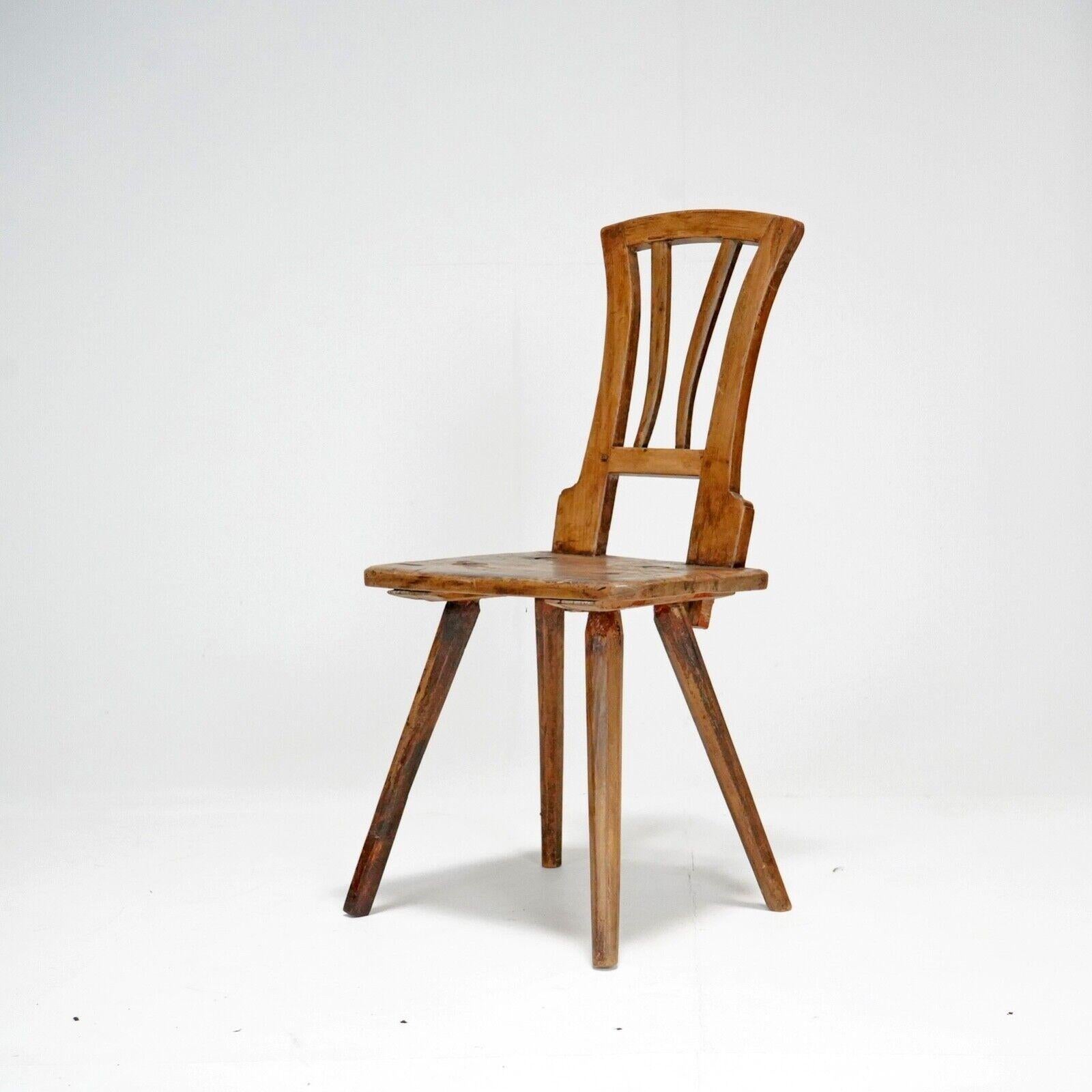 Antique 19th Century Primitive Wooden Stick Back Chair 1