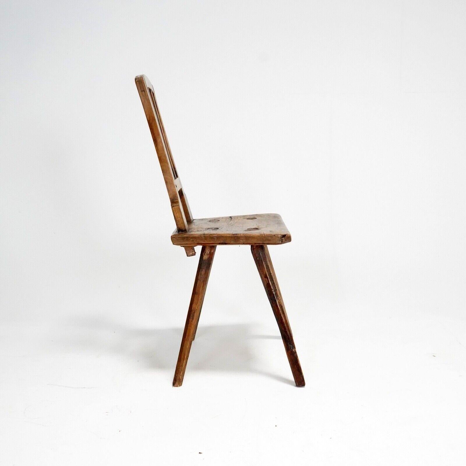 Antique 19th Century Primitive Wooden Stick Back Chair 2