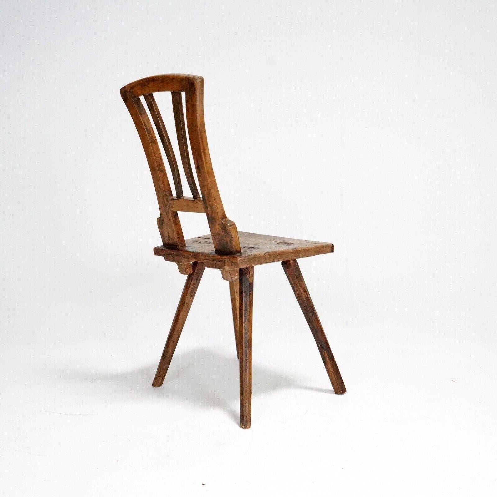 Antique 19th Century Primitive Wooden Stick Back Chair 3