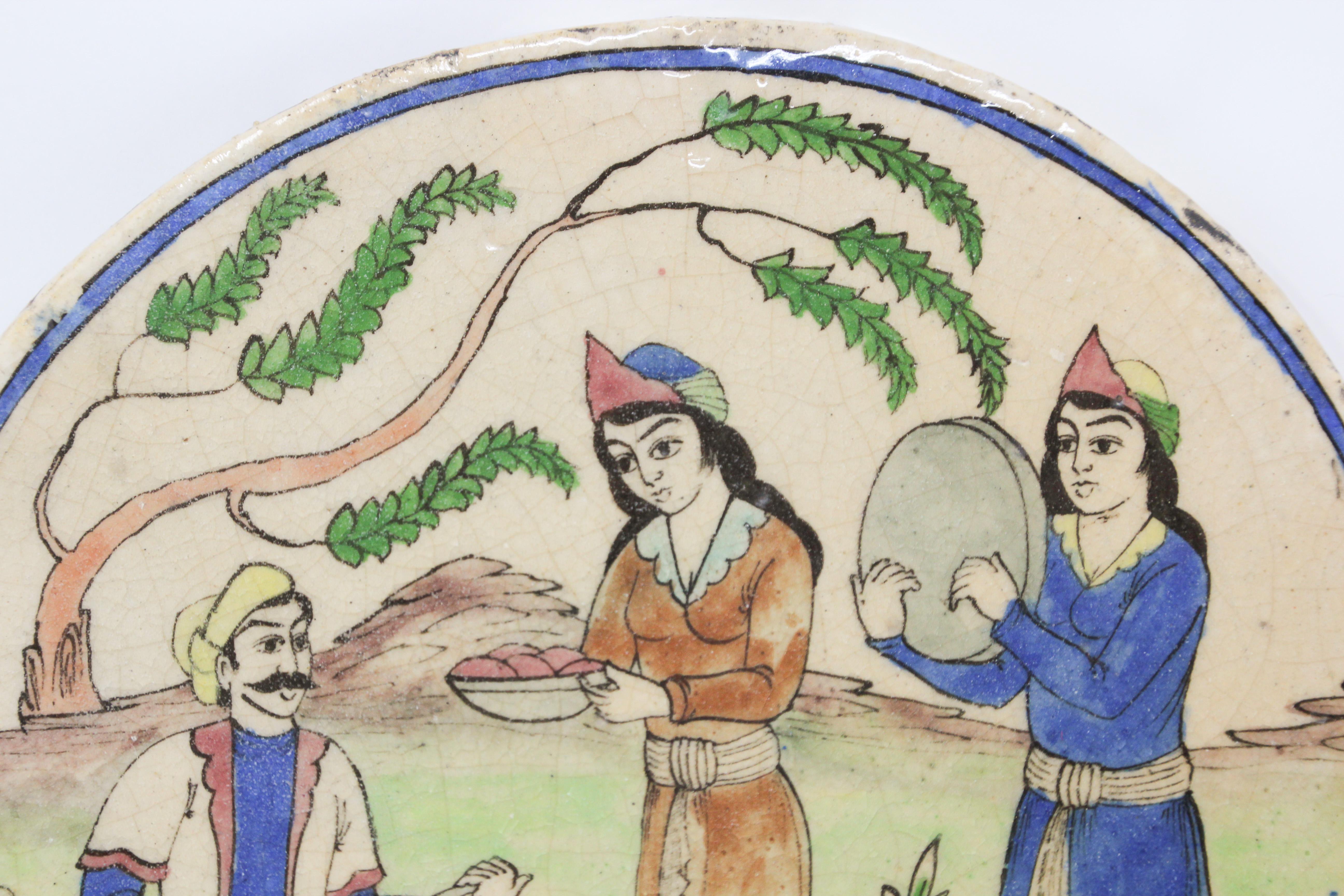 Antike kreisförmige dekorative Qajar-Fliesen aus dem 19. im Angebot 6