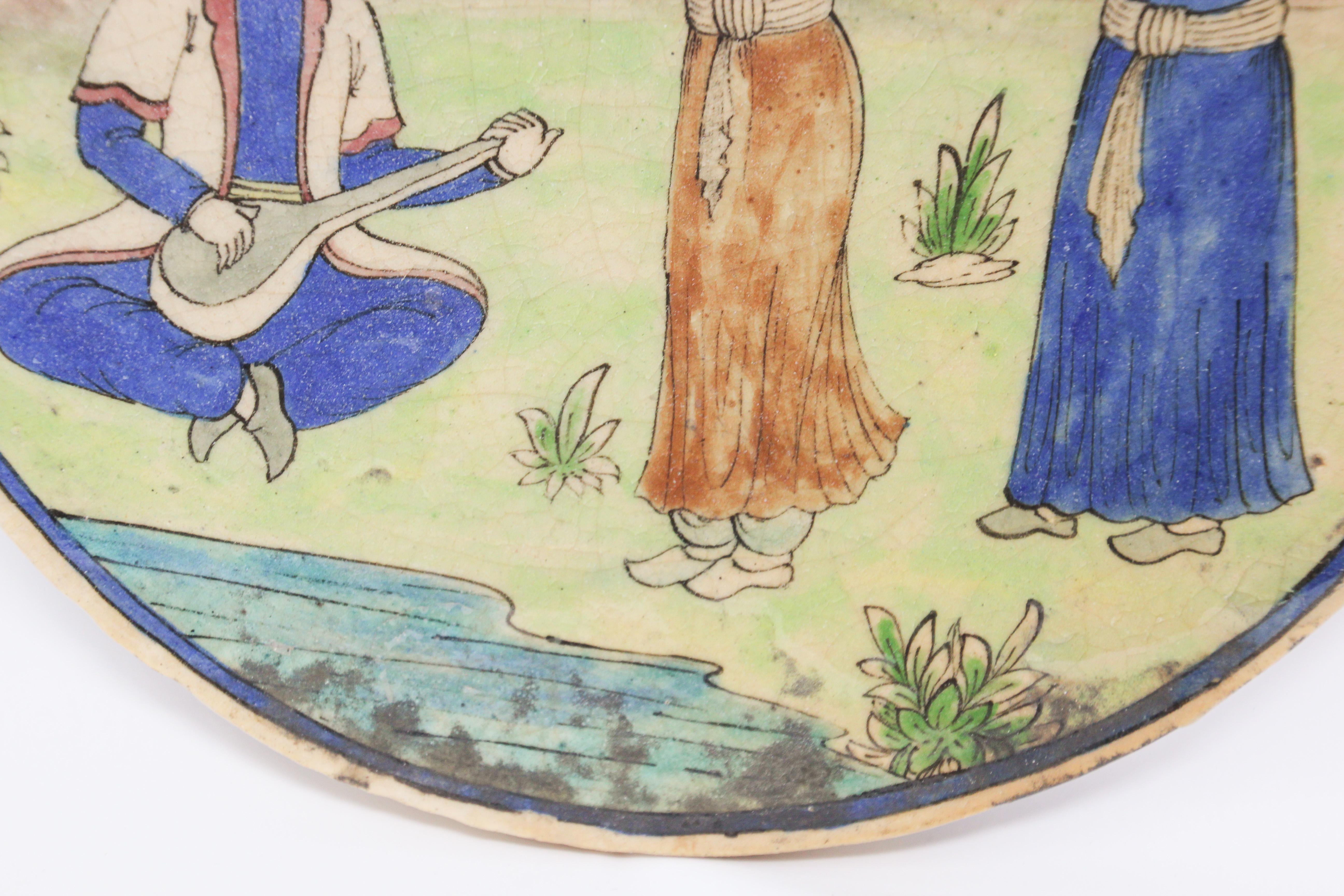 Antike kreisförmige dekorative Qajar-Fliesen aus dem 19. im Angebot 7