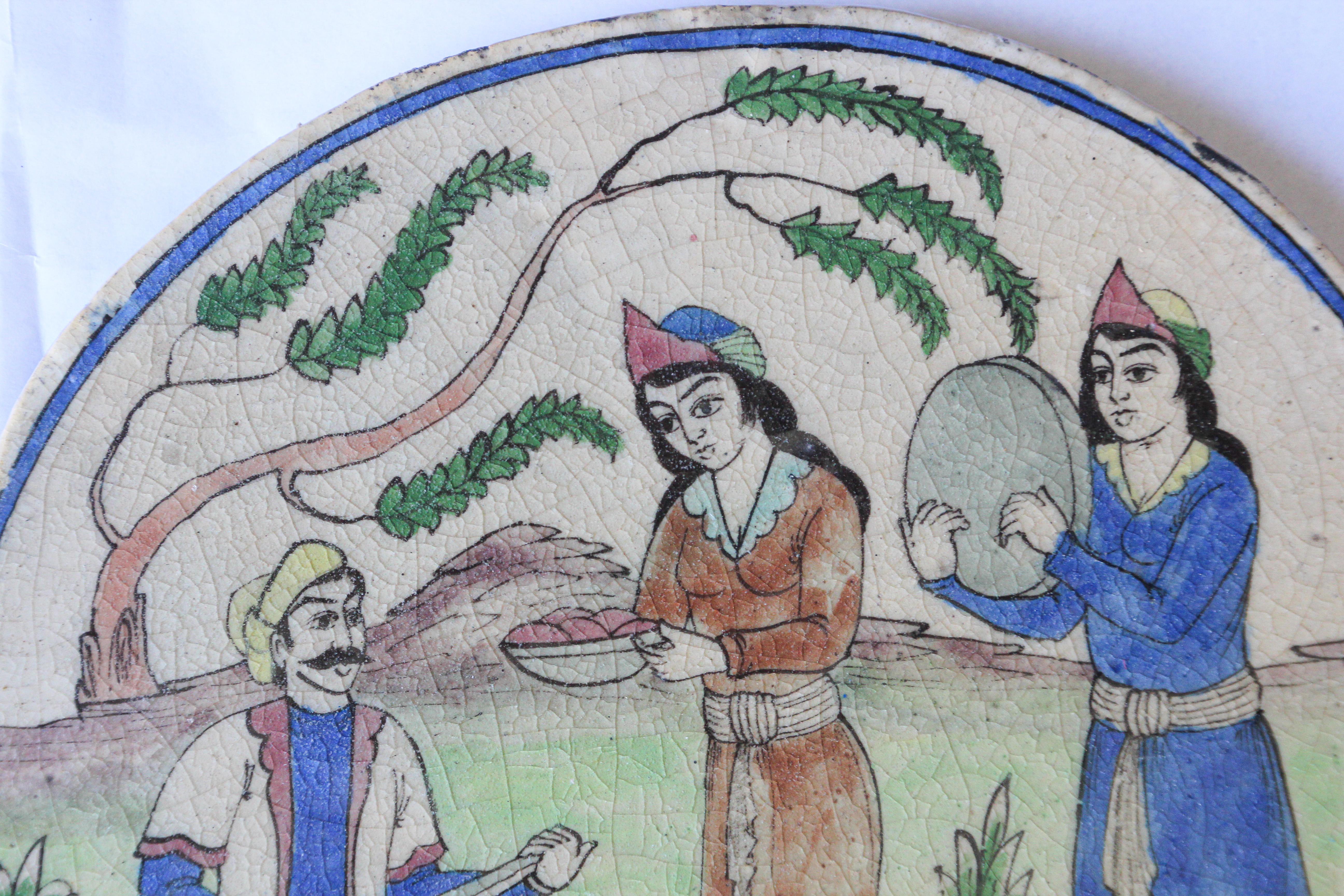 Antike kreisförmige dekorative Qajar-Fliesen aus dem 19. im Angebot 12