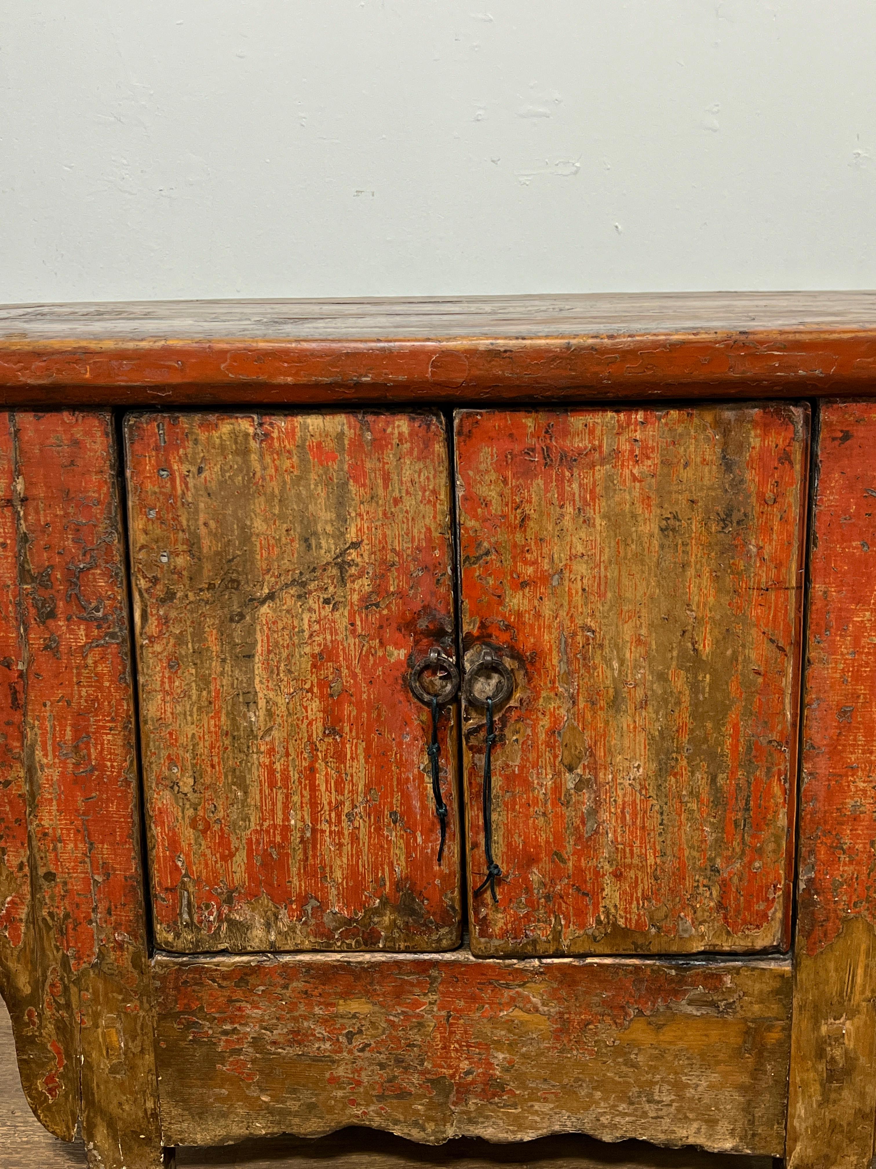 Wood Antique 19th Century Qing Dynasty Altar Cabinet From Gansu Province For Sale