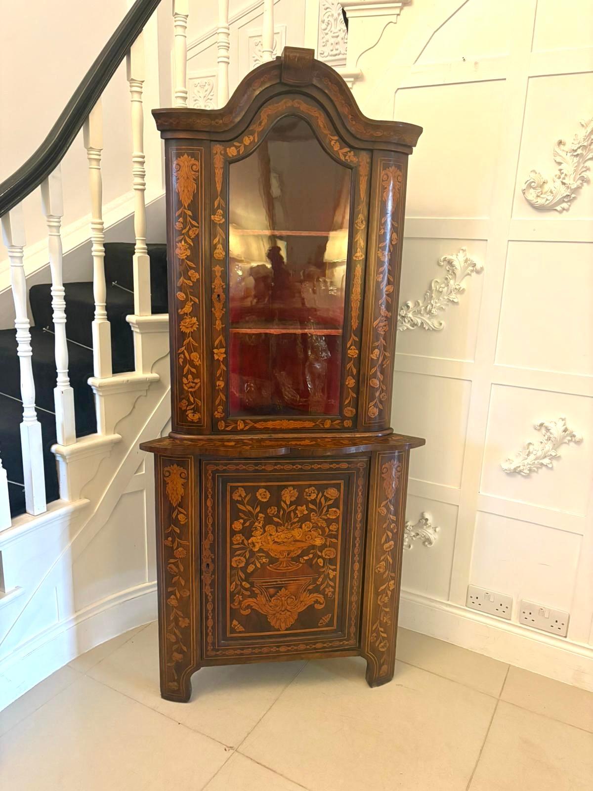 Ancienne armoire d'angle en marqueterie hollandaise de qualité du 19e siècle en vente 6