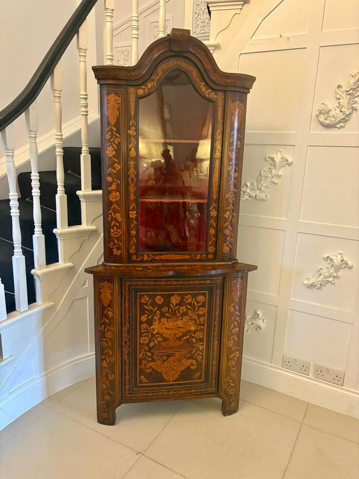 Ancienne armoire d'angle en marqueterie hollandaise de qualité du 19e siècle en vente 7