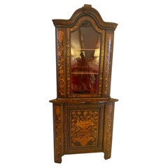 Antique 19th Century Quality Dutch Marquetry Corner Cabinet