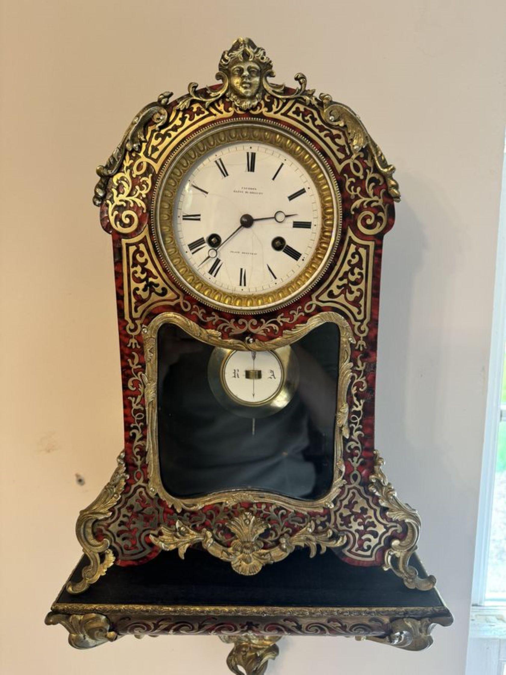 Antique 19th century quality French boulle bracket clock with original bracket In Good Condition For Sale In Ipswich, GB