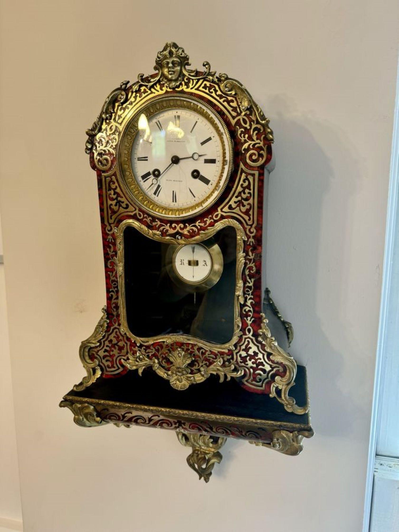 19th Century Antique 19th century quality French boulle bracket clock with original bracket For Sale