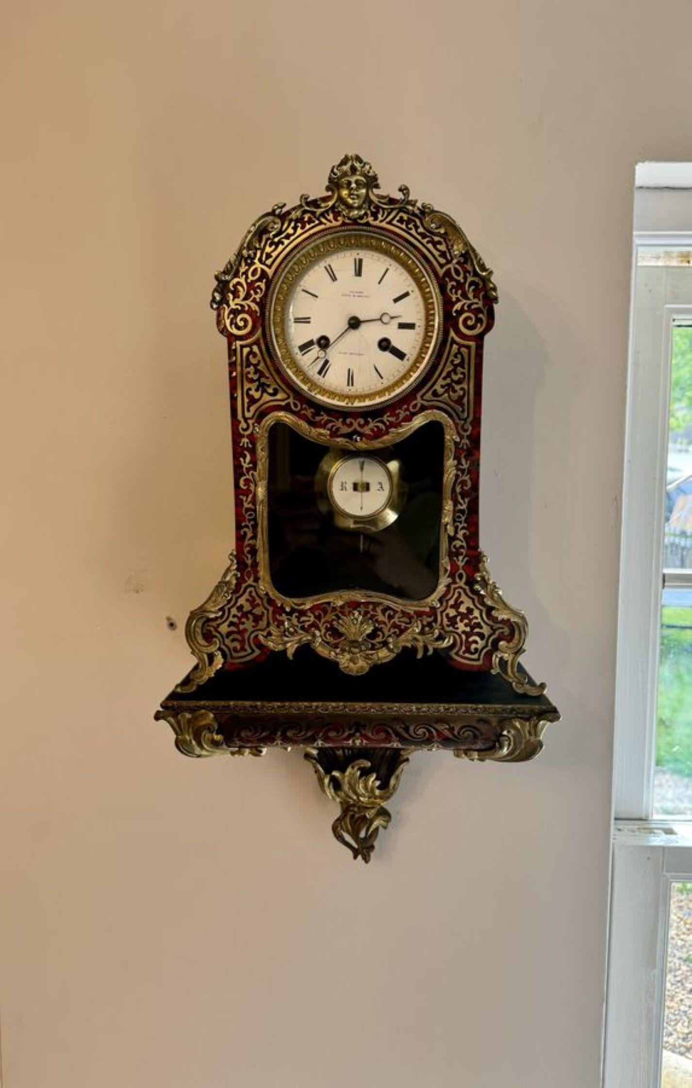 Brass Antique 19th century quality French boulle bracket clock with original bracket For Sale