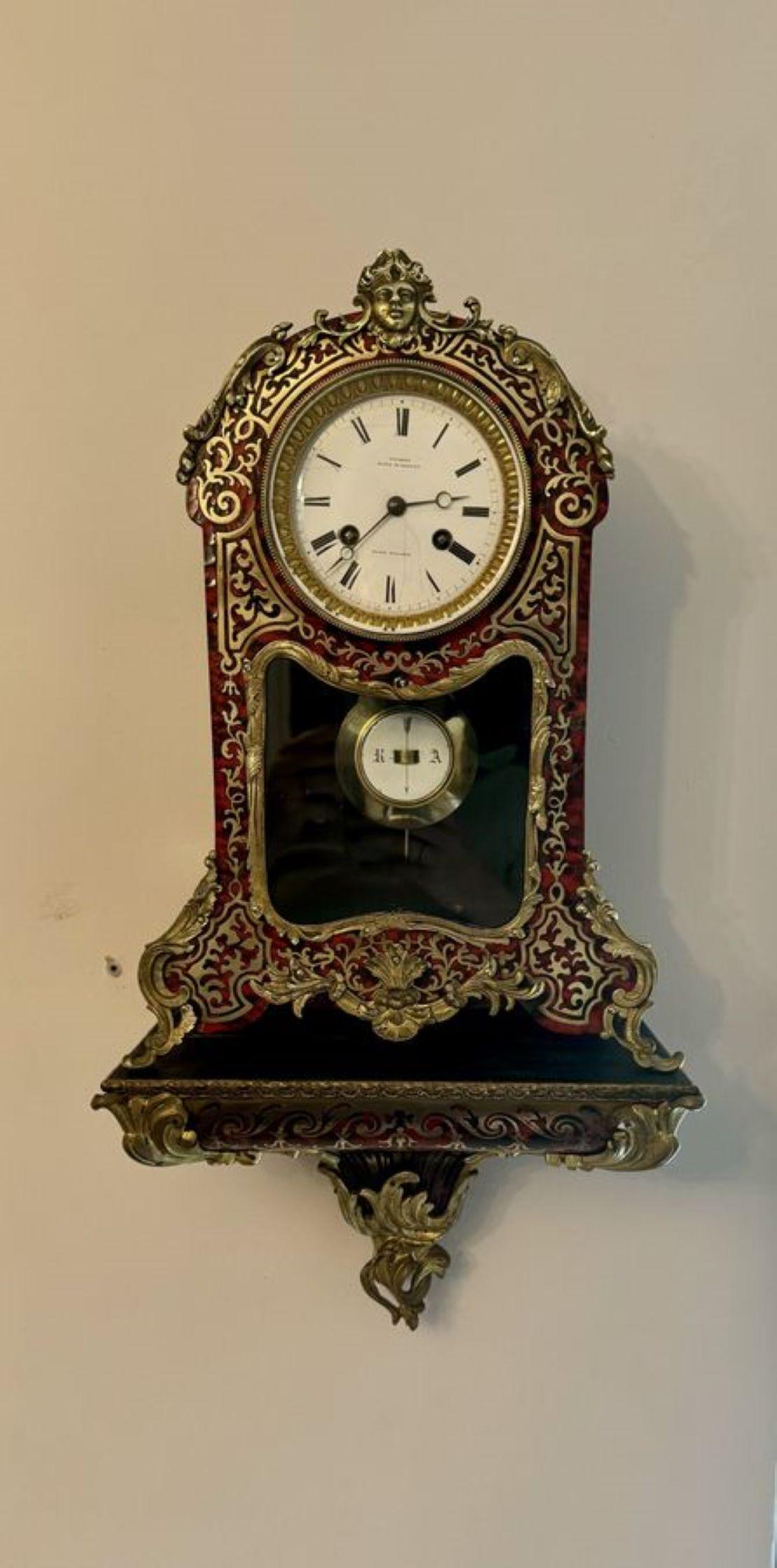 Antique 19th century quality French boulle bracket clock with original bracket For Sale 2