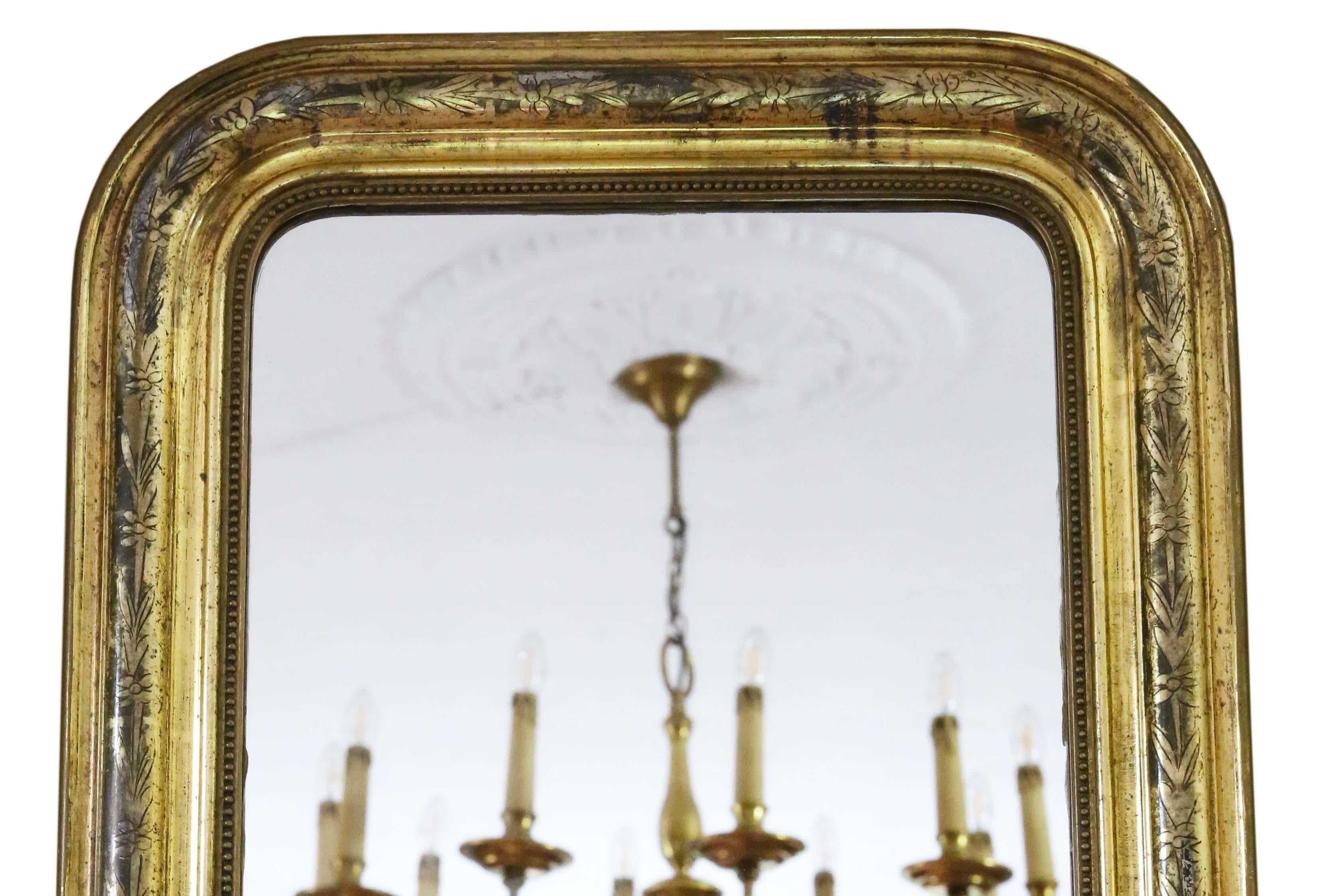  Antique 19th Century quality Louis Philippe gilt overmantle or wall mirror In Good Condition For Sale In Wisbech, Cambridgeshire