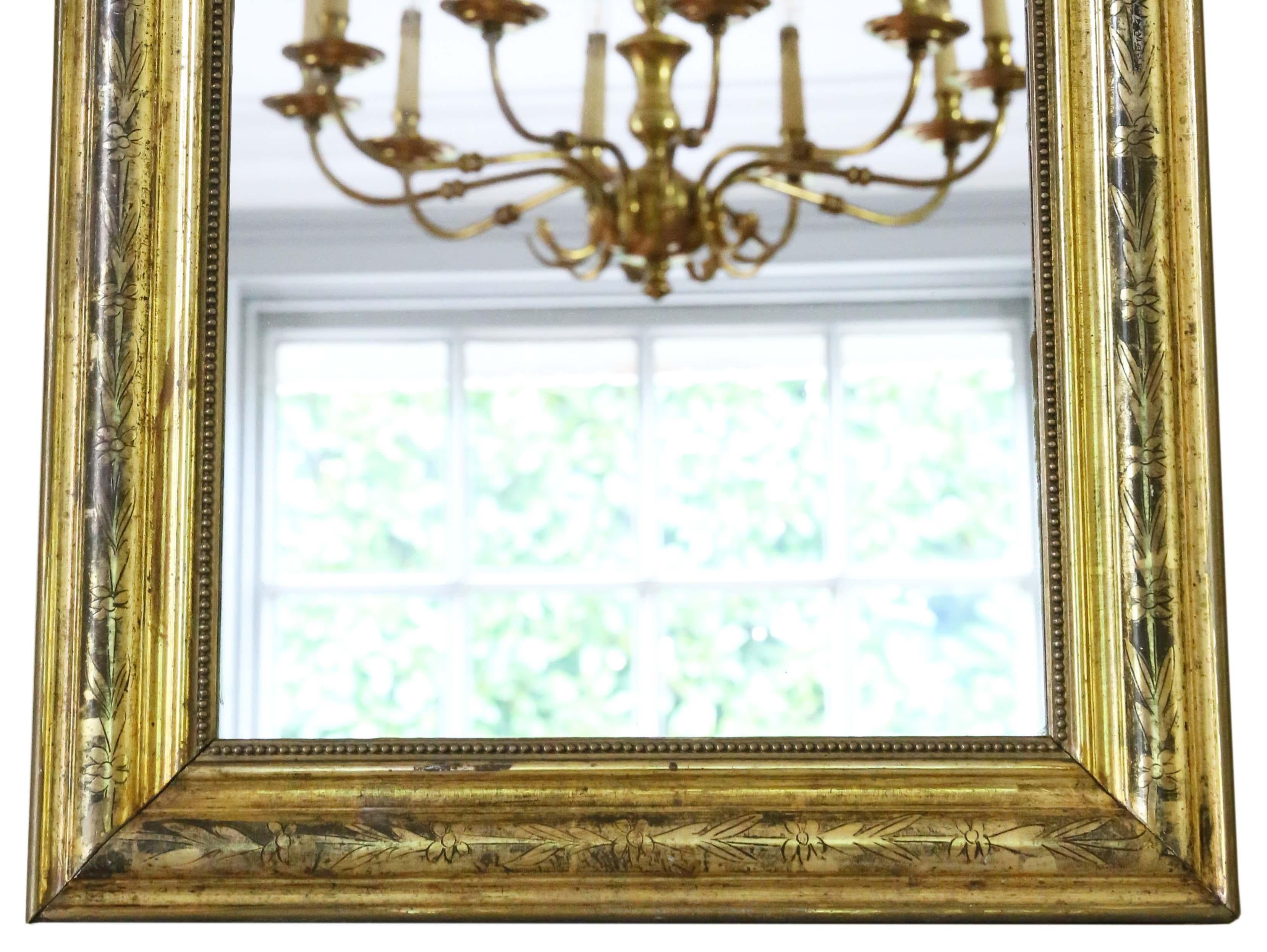 Glass  Antique 19th Century quality Louis Philippe gilt overmantle or wall mirror For Sale