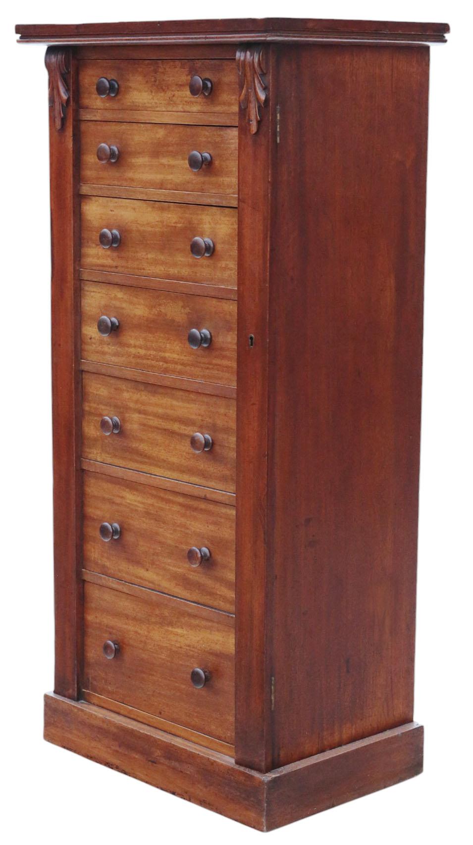 Ancienne commode Wellington à 7 tiroirs en acajou de qualité du 19ème siècle Bon �état - En vente à Wisbech, Cambridgeshire