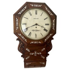 Antique 19th century quality rosewood inlaid drop dial wall clock