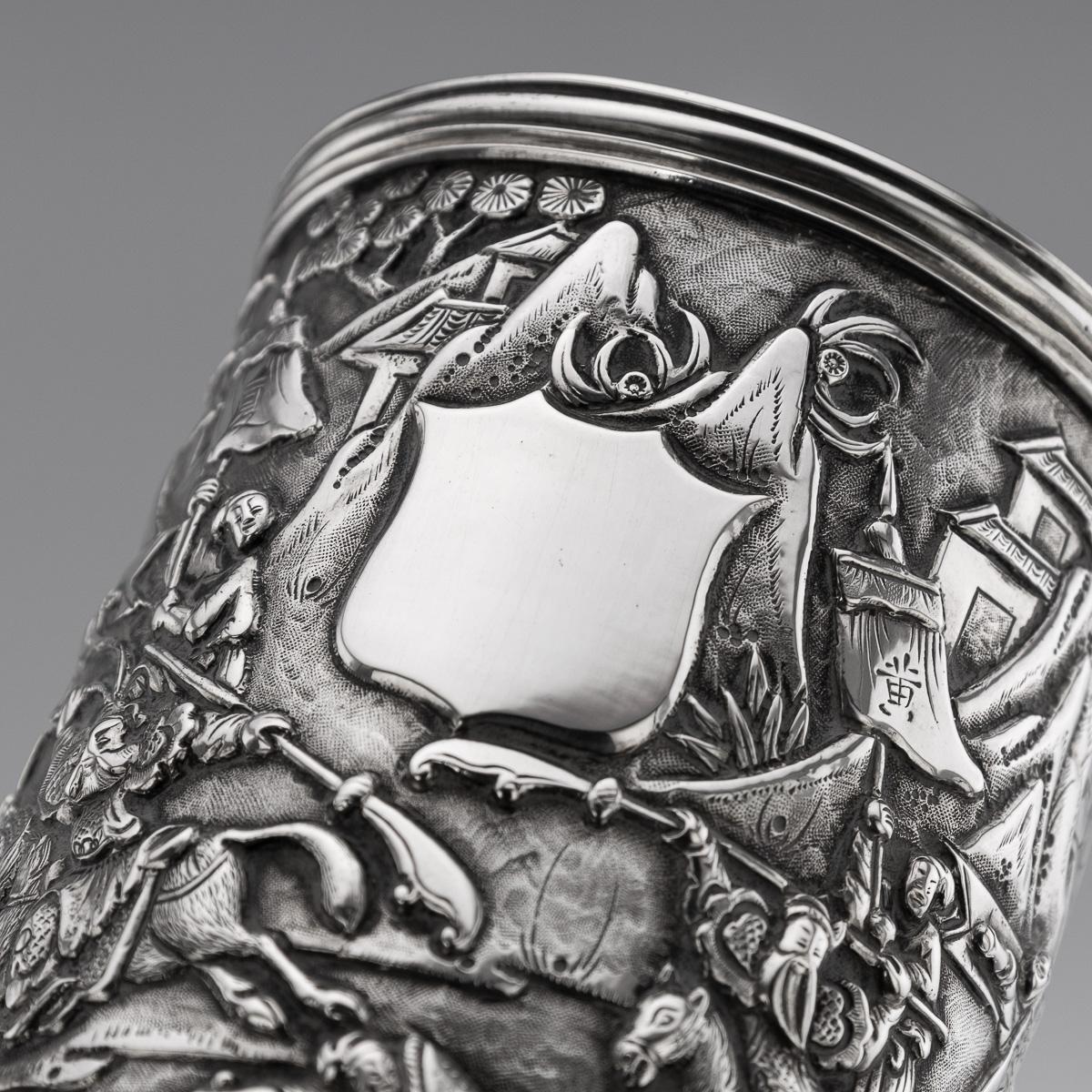 Ancienne tasse chinoise d'exportation du 20ème siècle en argent massif avec dragon, Shan Ji c.1900 en vente 5
