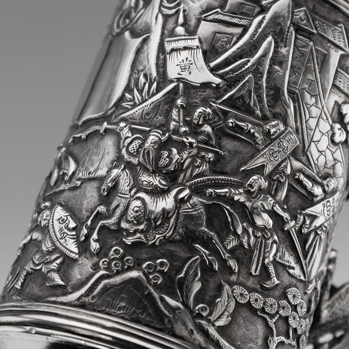 Ancienne tasse chinoise d'exportation du 20ème siècle en argent massif avec dragon, Shan Ji c.1900 en vente 6