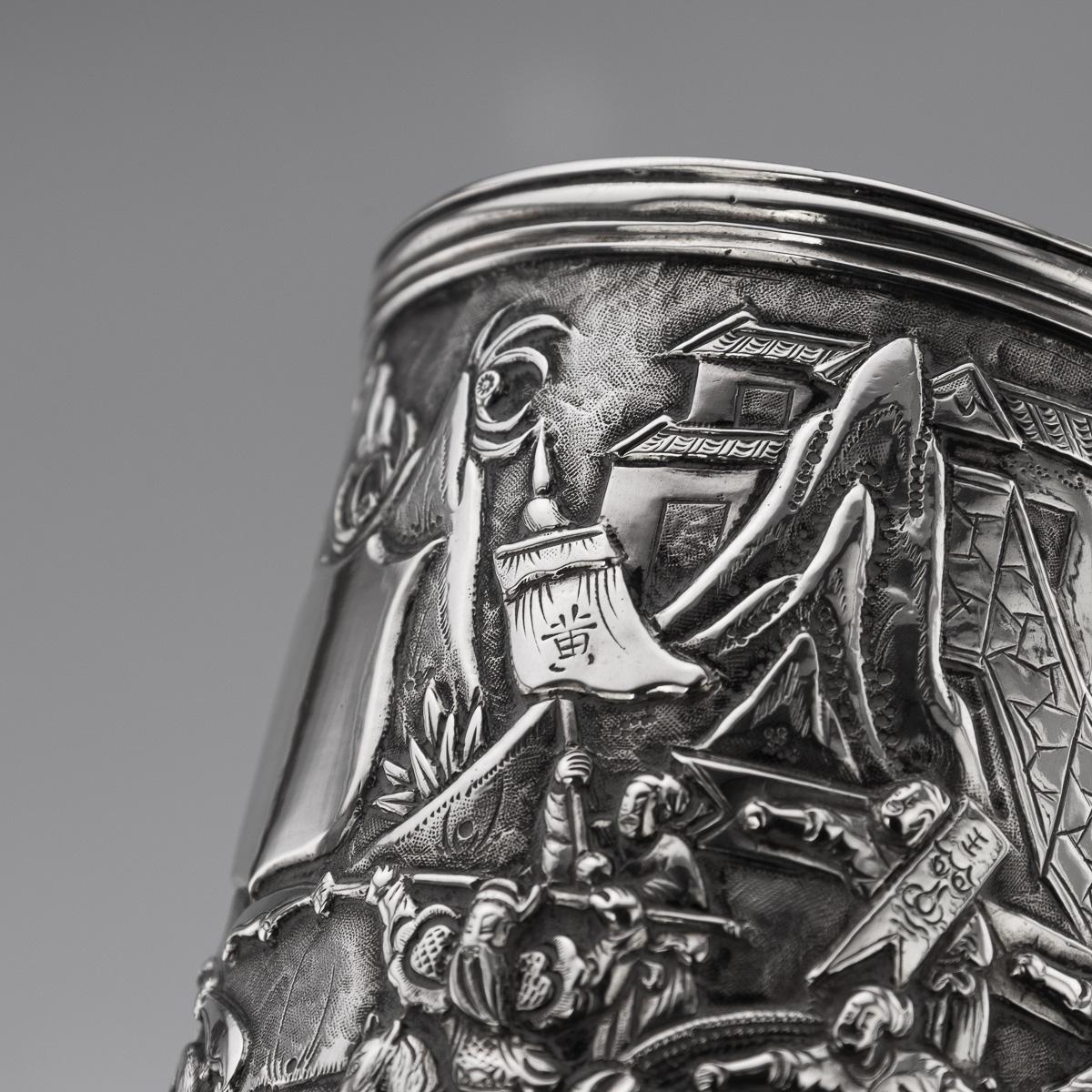 Ancienne tasse chinoise d'exportation du 20ème siècle en argent massif avec dragon, Shan Ji c.1900 en vente 7
