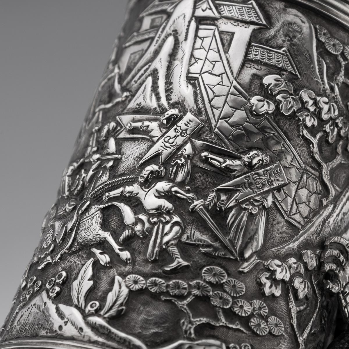 Ancienne tasse chinoise d'exportation du 20ème siècle en argent massif avec dragon, Shan Ji c.1900 en vente 8