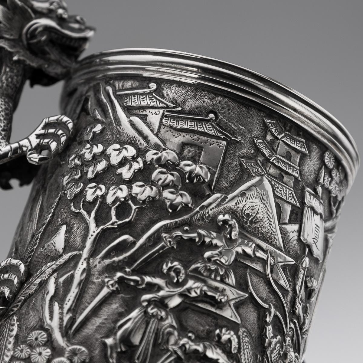 Ancienne tasse chinoise d'exportation du 20ème siècle en argent massif avec dragon, Shan Ji c.1900 en vente 10