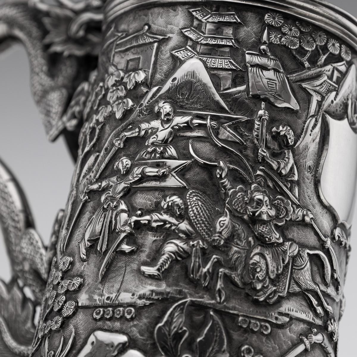 Ancienne tasse chinoise d'exportation du 20ème siècle en argent massif avec dragon, Shan Ji c.1900 en vente 11