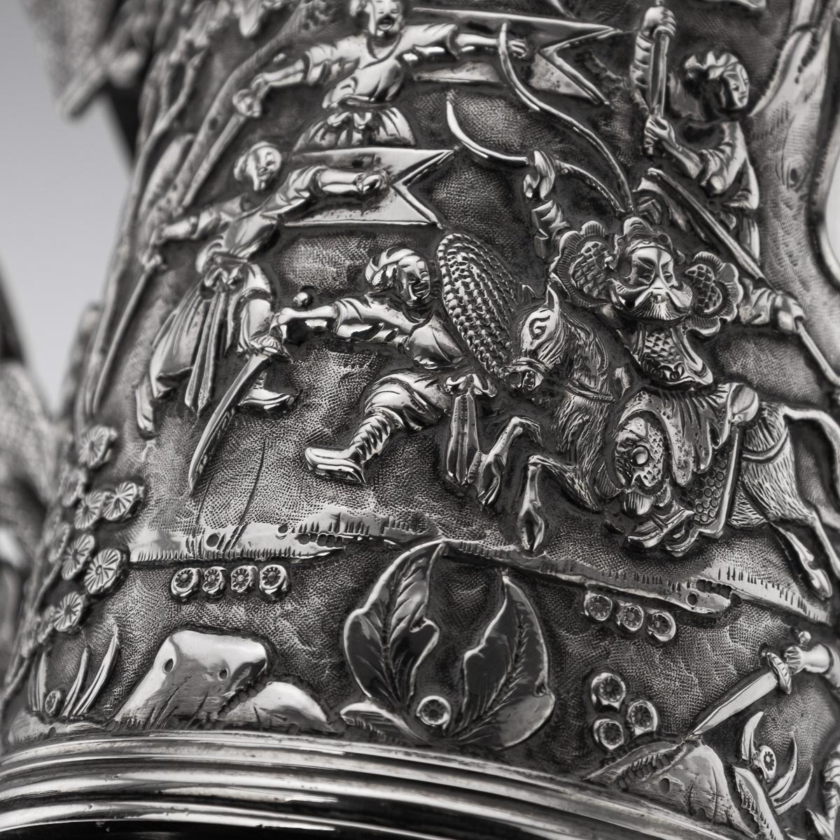 Ancienne tasse chinoise d'exportation du 20ème siècle en argent massif avec dragon, Shan Ji c.1900 en vente 12