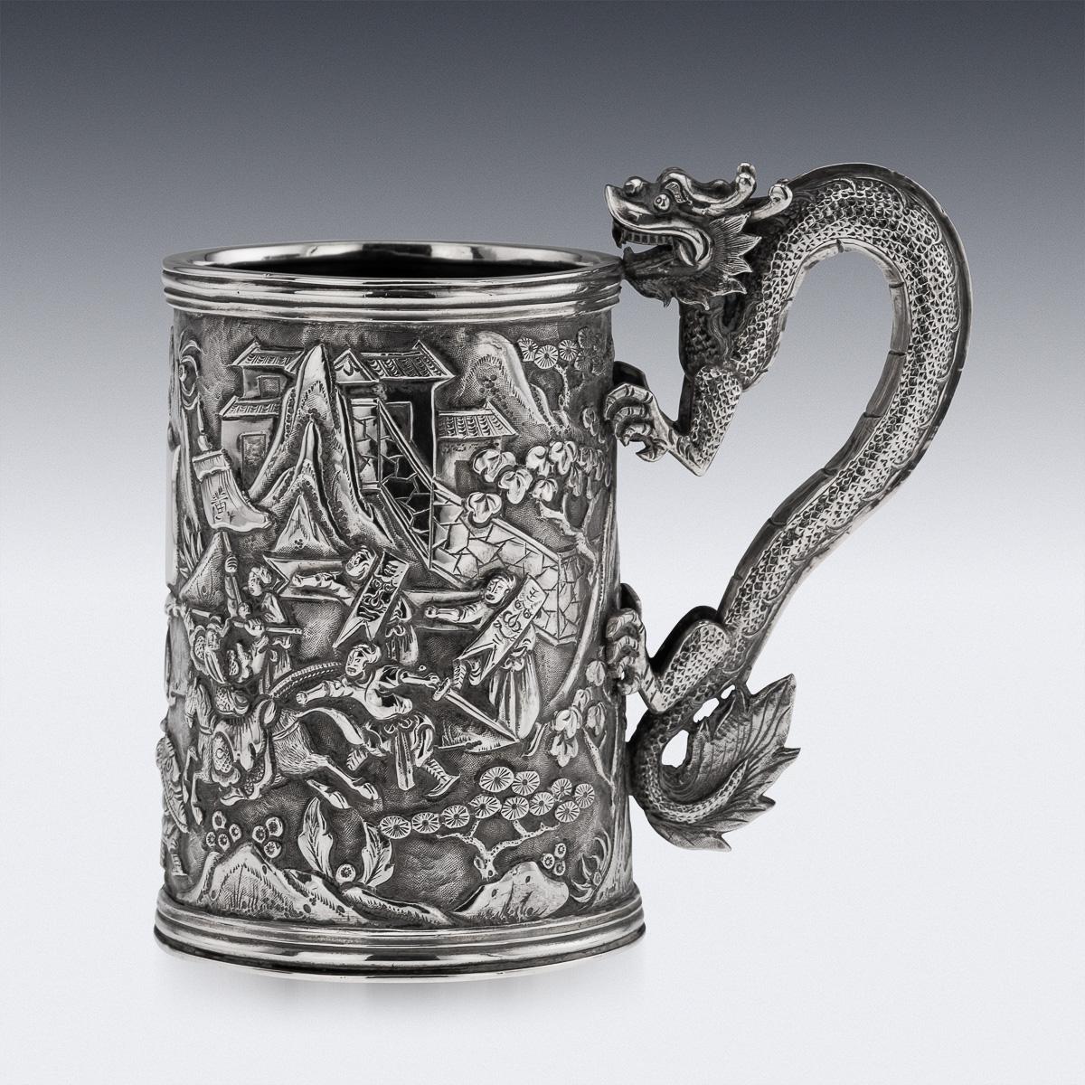 Autre Ancienne tasse chinoise d'exportation du 20ème siècle en argent massif avec dragon, Shan Ji c.1900 en vente