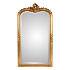 Antico specchio elegante in stile Luigi XV, raro, francese, del XIX secolo, con finitura in foglia d’oro