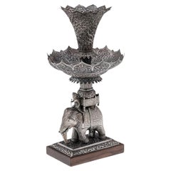 Antique 19th Century Rare Indian Cutch Solid Silver Elephant Centrepiece c.1900