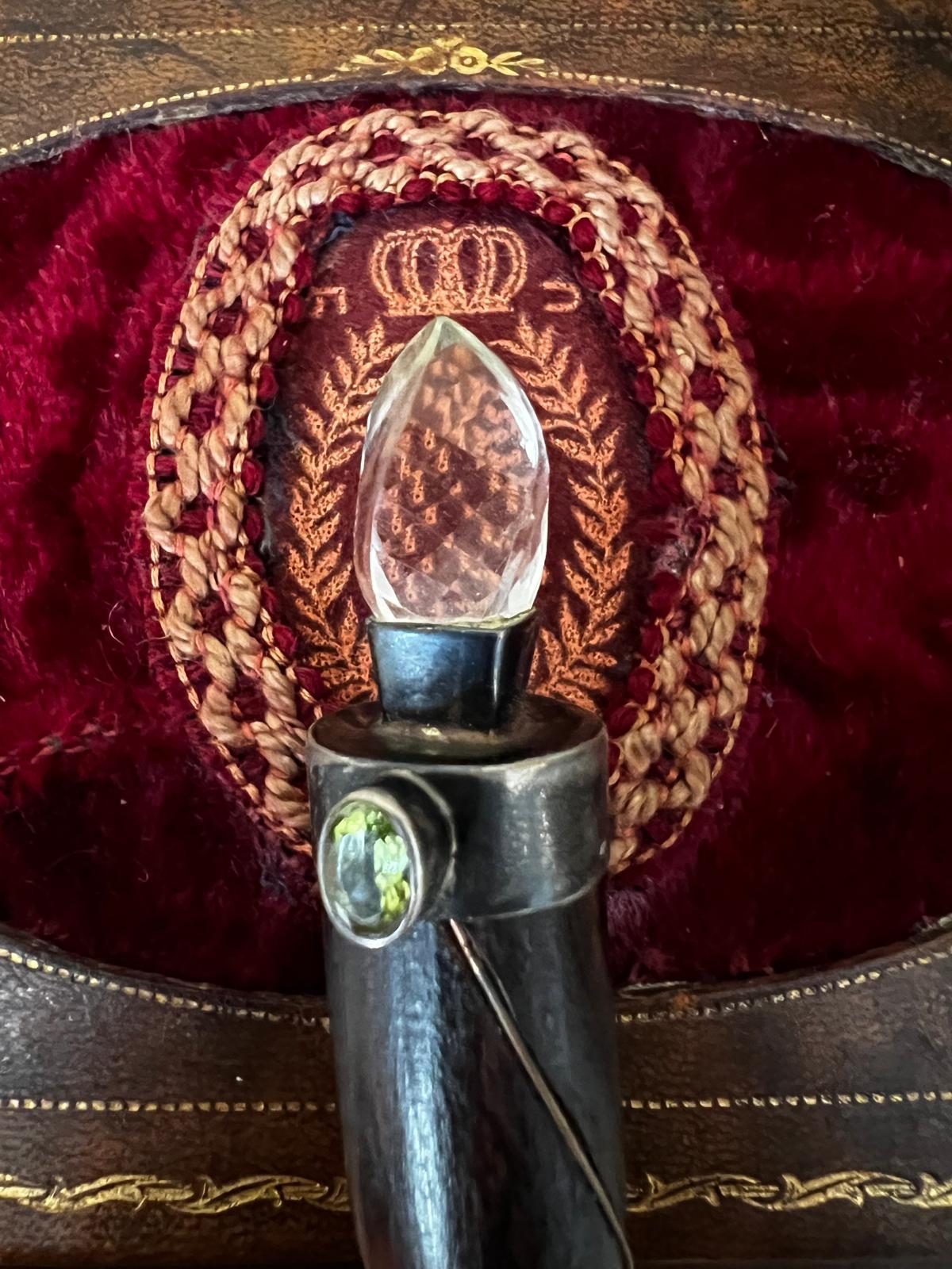 Antique 19th Century Art Deco Judaica Rosewood/Multi-Gemstone Torah Pointer For Sale 2