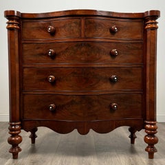 Antique 19th Century Rare Serpentine Chest Of Drawers In Mahogany ( REF AF-3366
