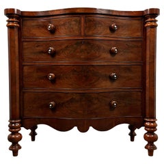 Antique 19th Century Rare Serpentine Chest Of Drawers In Mahogany ( REF AF-3366