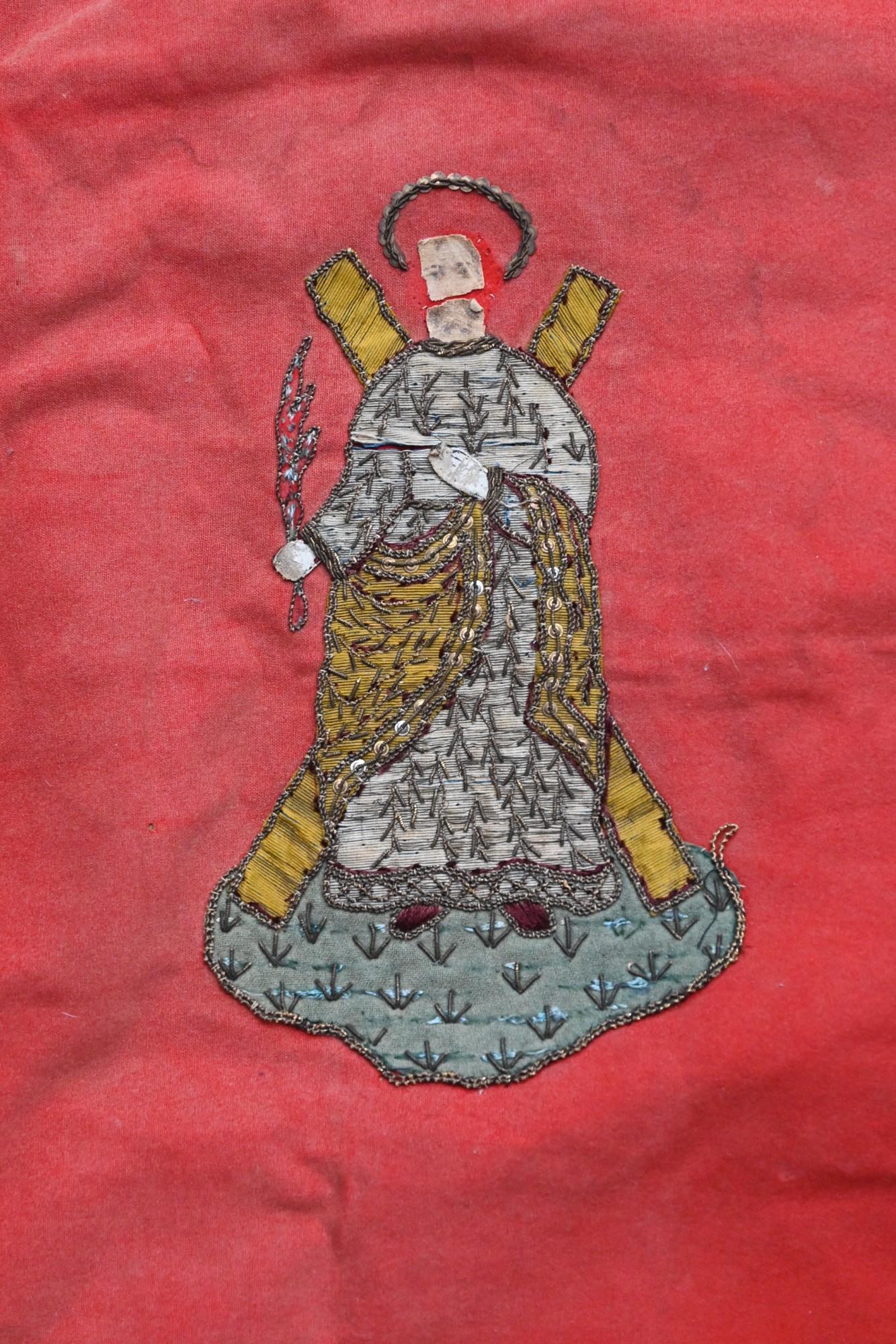 Gothic Antique 19th century Red Chasuble And Ornamental Part For Sale