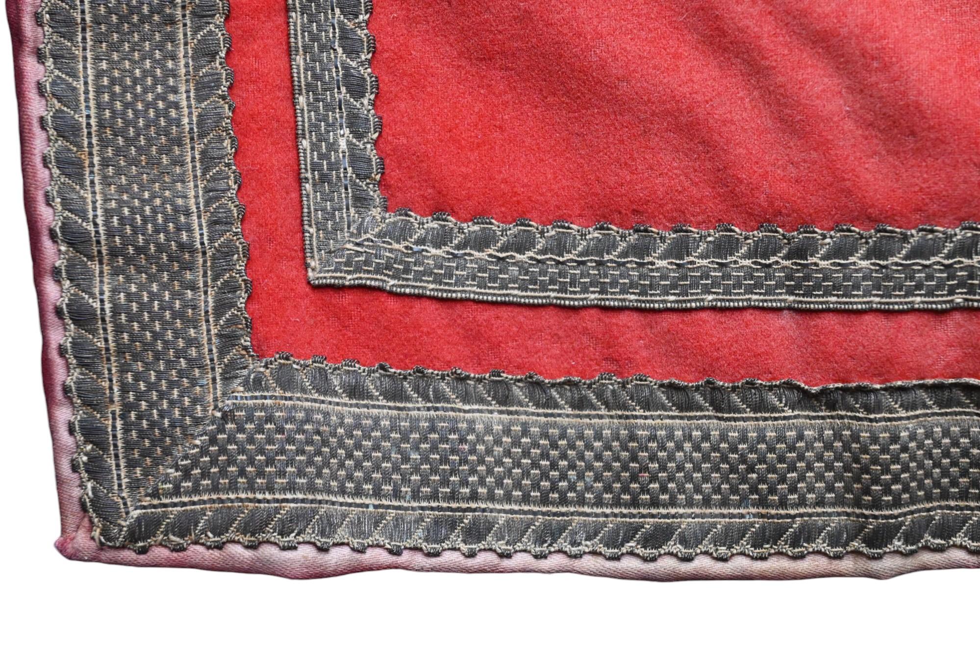 French Antique 19th century Red Chasuble And Ornamental Part For Sale