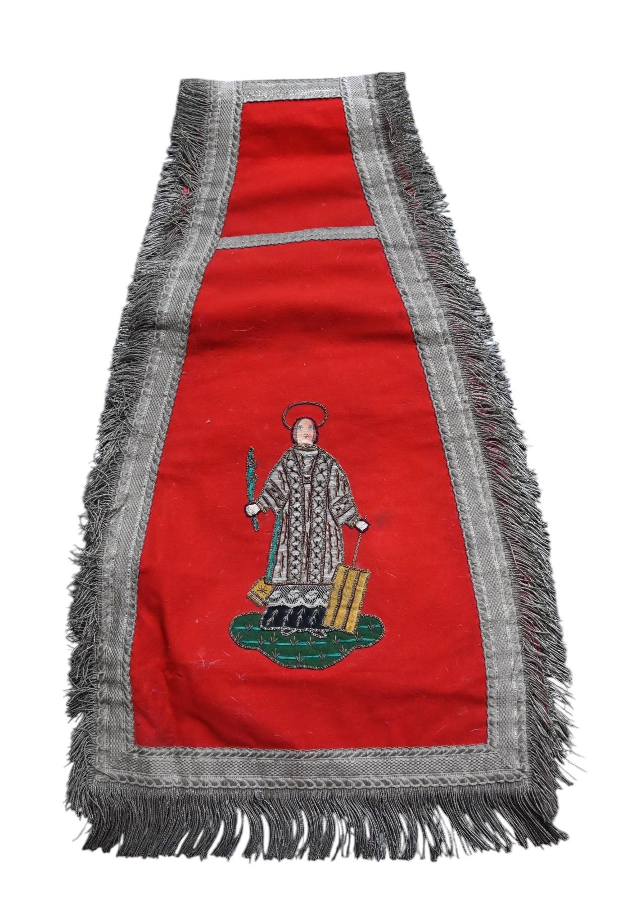 19th Century Antique 19th century Red Chasuble And Ornamental Part For Sale