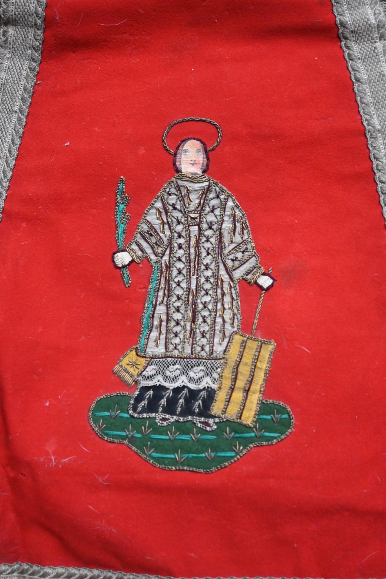 Fabric Antique 19th century Red Chasuble And Ornamental Part For Sale