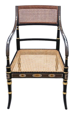 Antique 19th Century Regency Decorated Elbow Hall or Side Chair