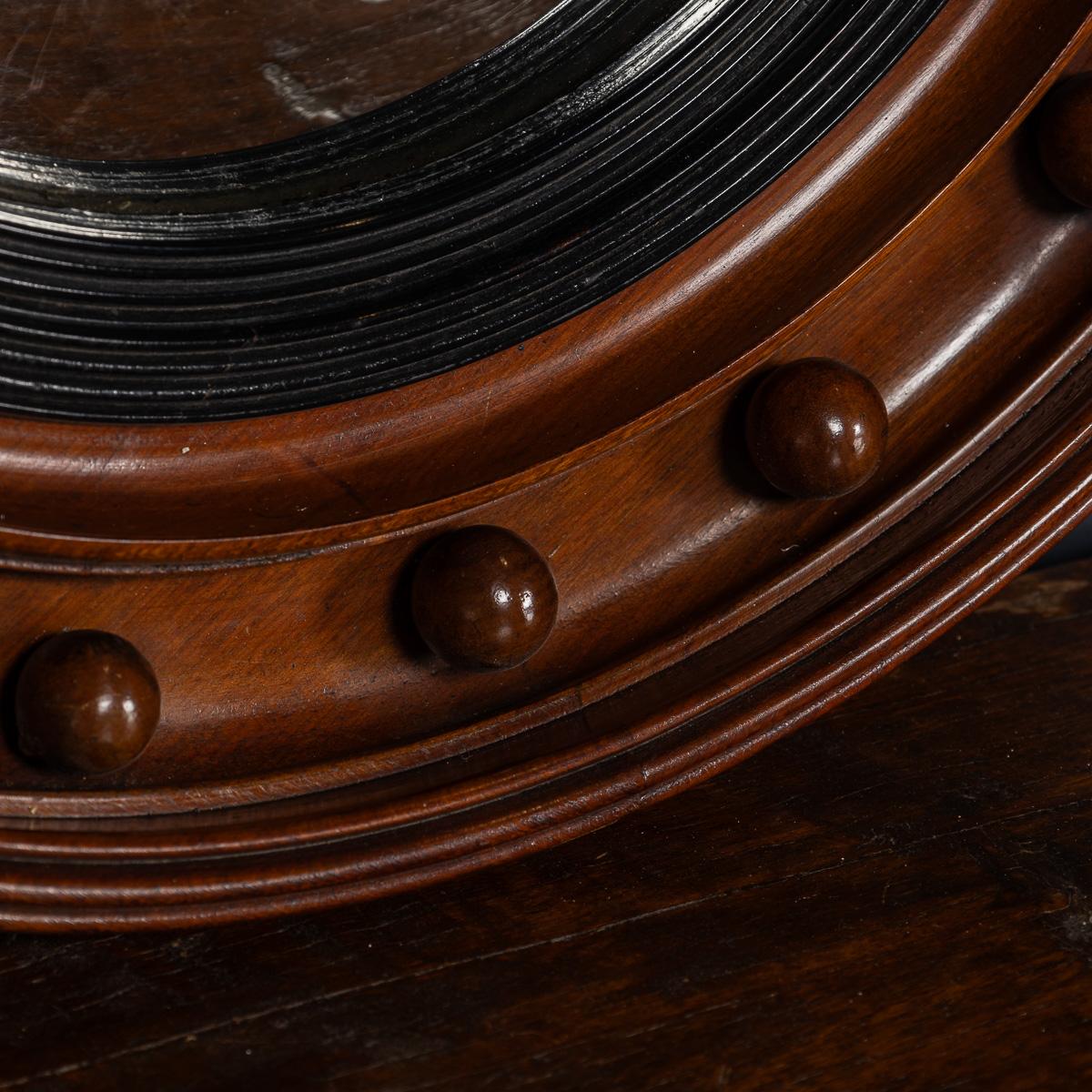 Antique 19ème siècle Regency Mahogany Encaded Convex Mirror en vente 1