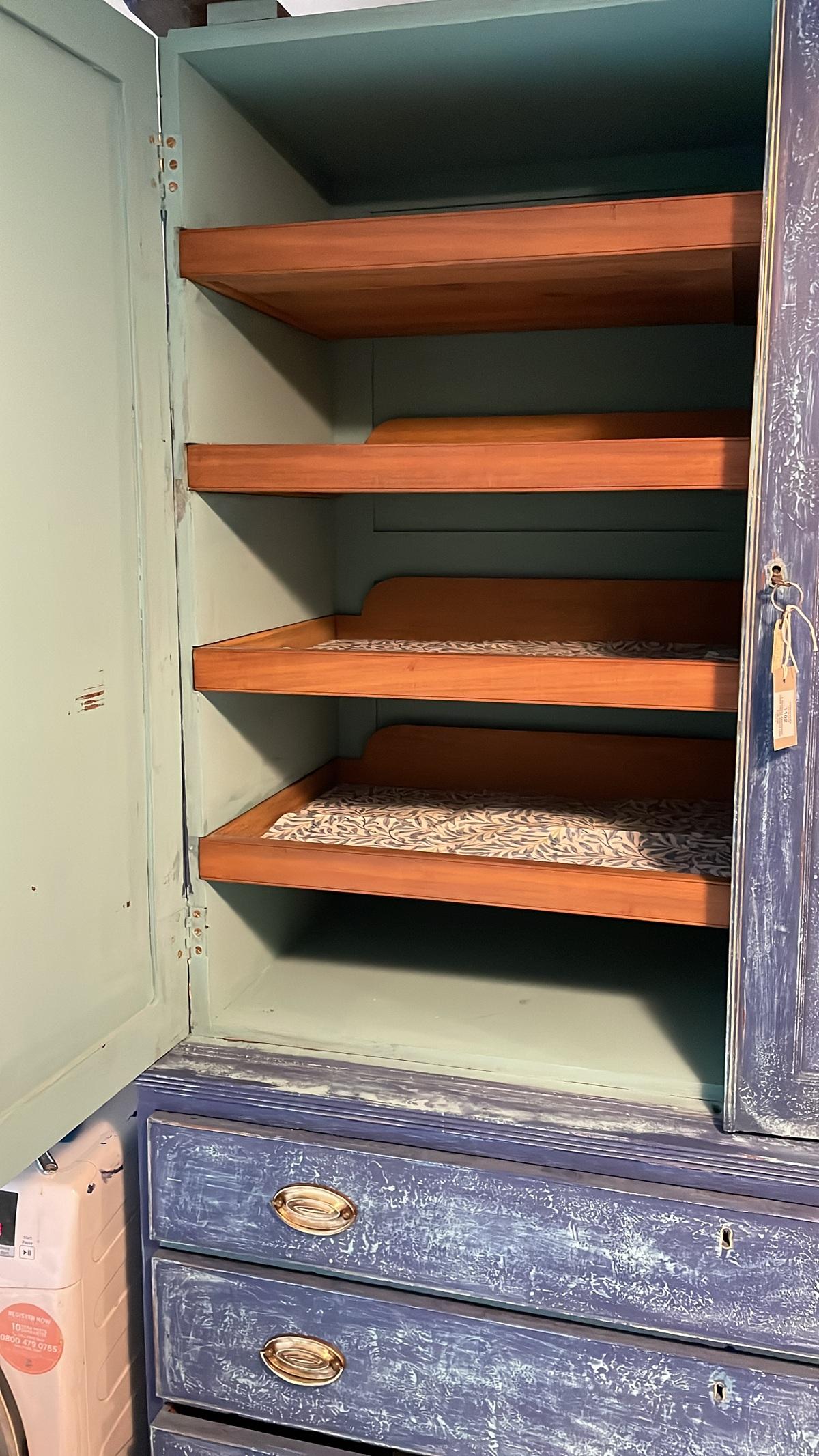 Antico torchio di lino dipinto del XIX secolo Regency Blu in vendita 5