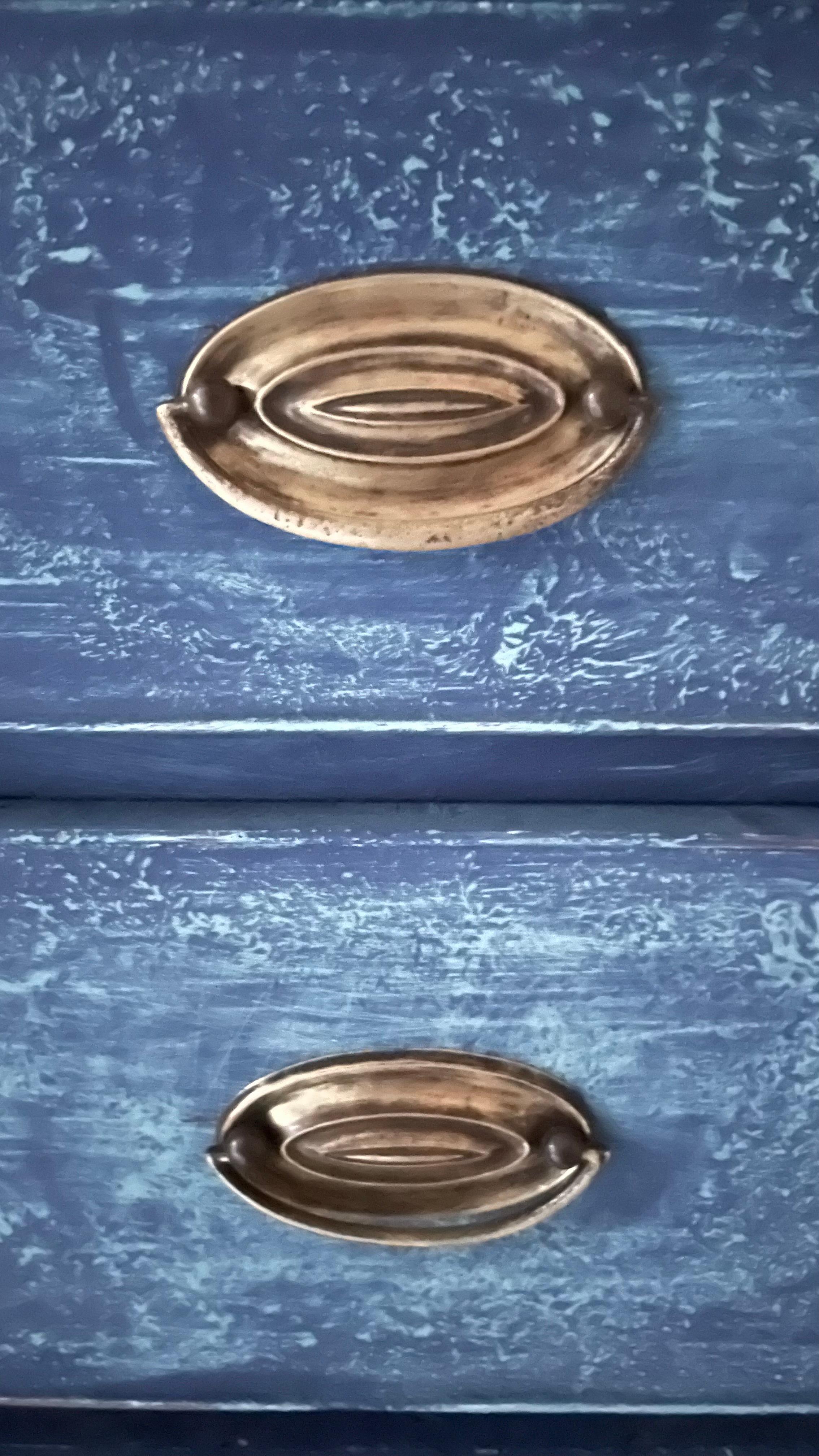 Metà XIX secolo Antico torchio di lino dipinto del XIX secolo Regency Blu in vendita