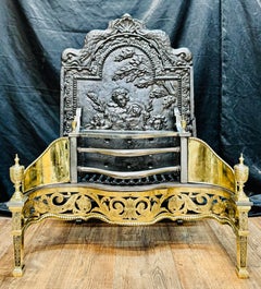 Antique 19th Century Regency Polished Brass Fire Grate.