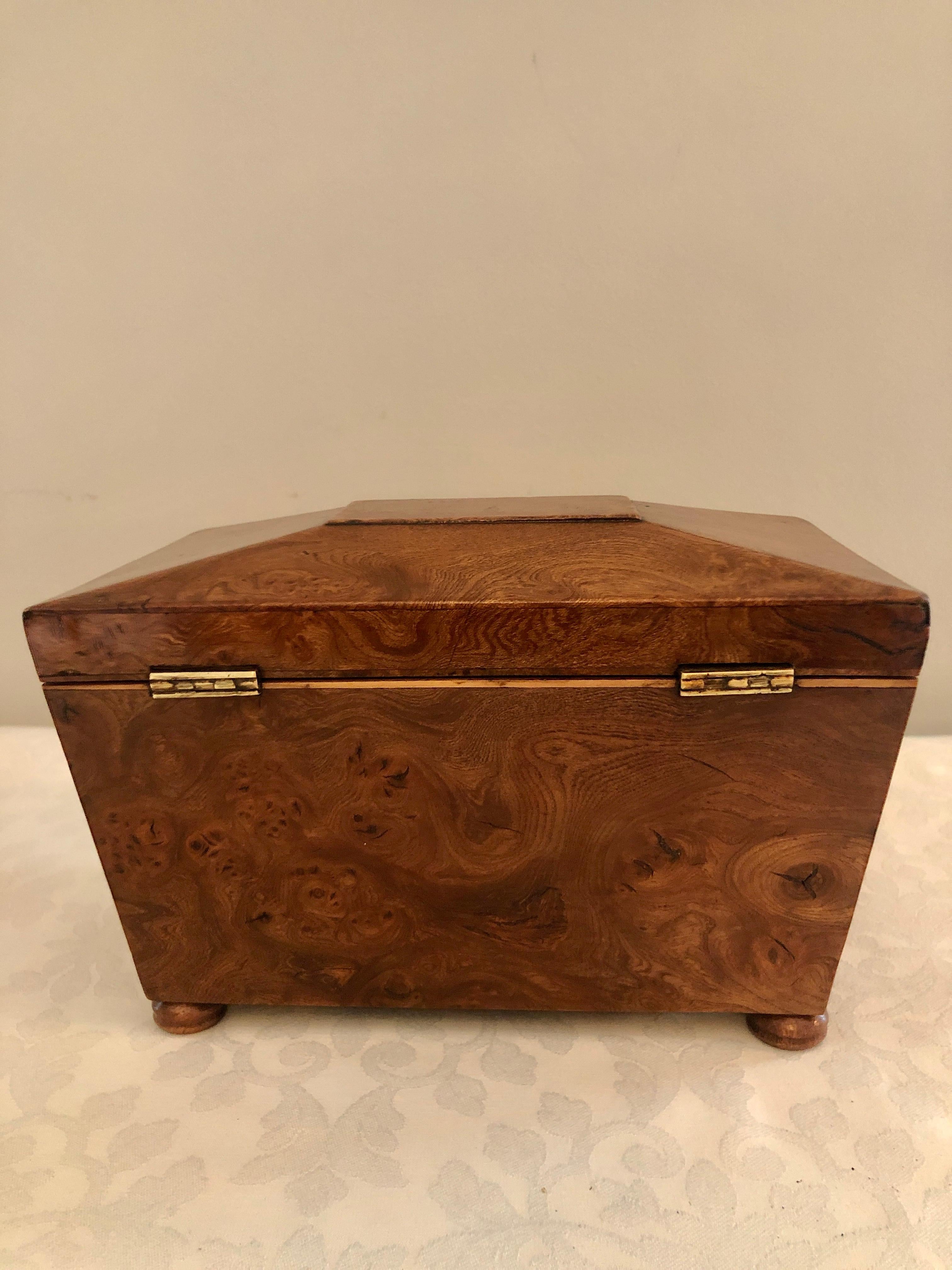 Antiguo Sarcófago con Forma de Regencia del Siglo XIX  Caja de té de olmo en Bueno estado para la venta en Suffolk, GB