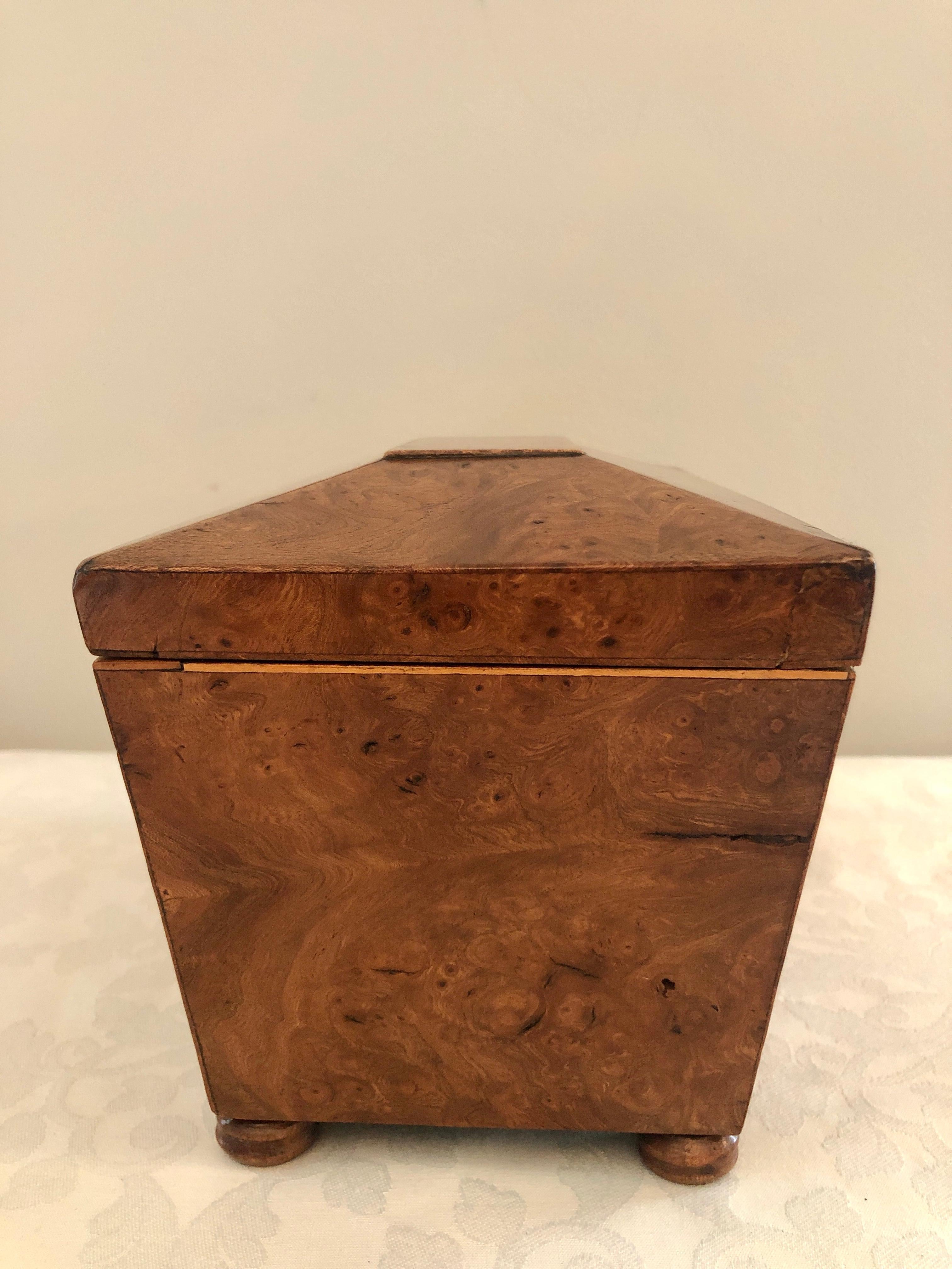 Antiguo Sarcófago con Forma de Regencia del Siglo XIX  Caja de té de olmo Olmo en venta